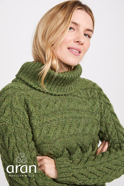 100% Super Soft Merino Wool Cowl Neck Green