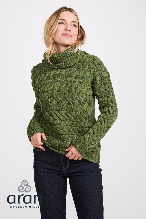 100% Super Soft Merino Wool Cowl Neck Green