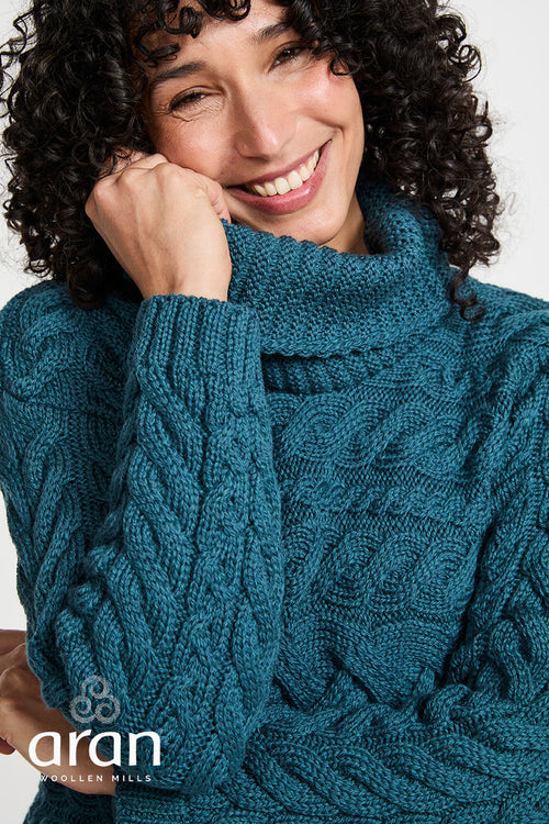 100% Super Soft Merino Wool Cowl Neck Teal