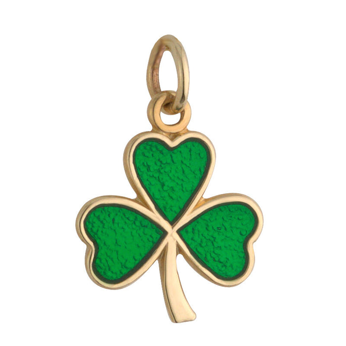 14K Small Enamel Shamrock Charm
