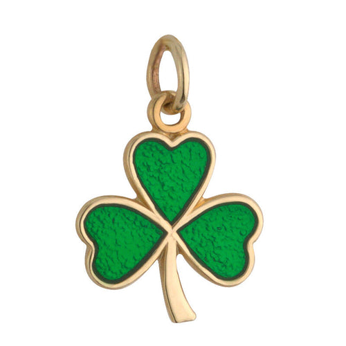 14K Small Enamel Shamrock Charm