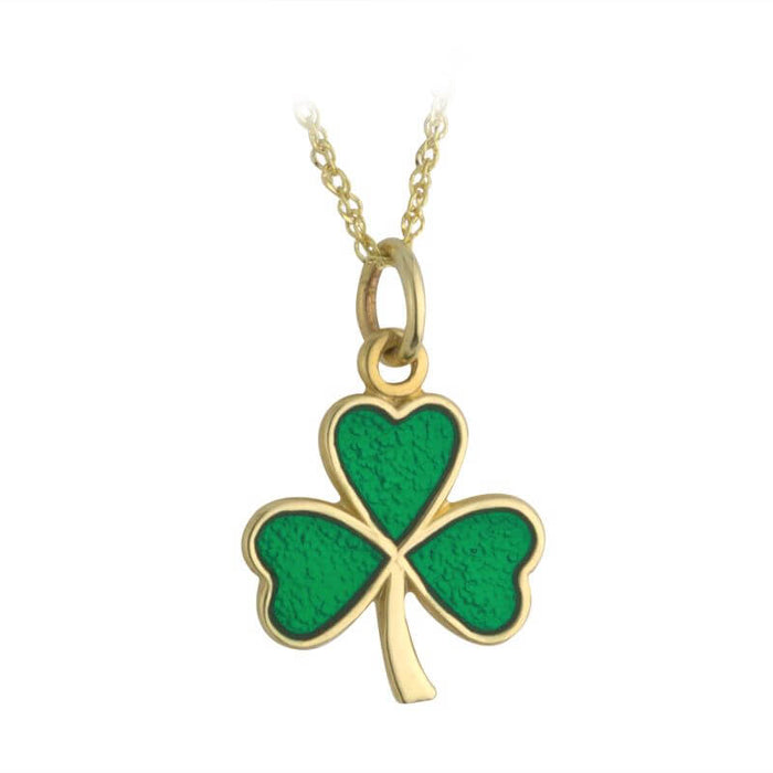 14K Small Enamel Shamrock Charm
