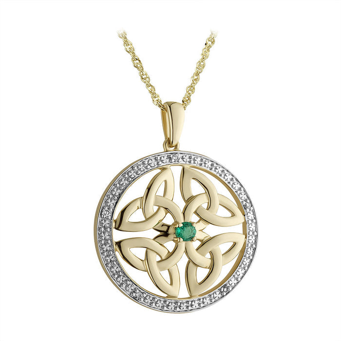 Solvar 14k White Yellow Gold Diamond Trinity Pendant s46783