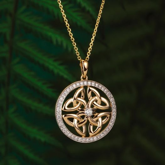 Solvar 14k White Yellow Gold Diamond Trinity Pendant