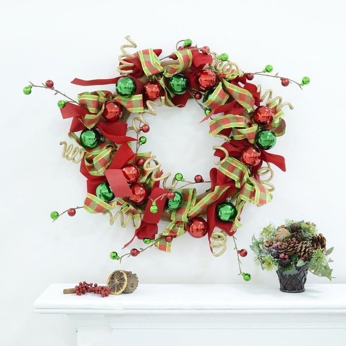 24" Festive Cheer Christmas Wreath Hanging Door Decoration