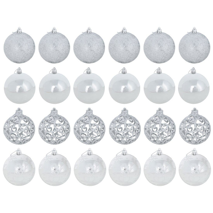 24pk Mixed Metallic Christmas Tree Baubles Bumper Set 8cm