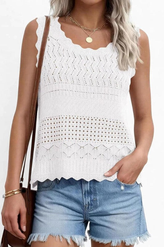 A Little Twist Sleeveless Hollow Knit Tank-White-SMALL-Cute-Trendy-Shop-Womens-Boutique-Clothing-Store