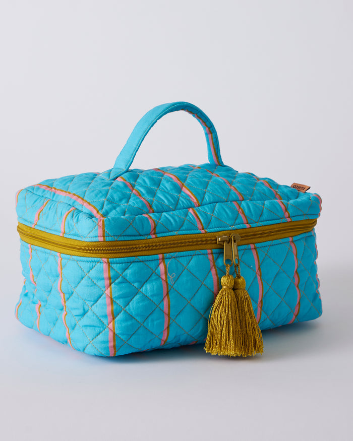 Aegean Stripe Quilted Cotton Toiletry Case