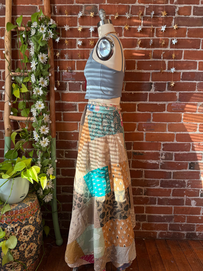 Afternoon Tea 100% Cotton Upcycled Patchwork Wrap Skirt Available in plus size too