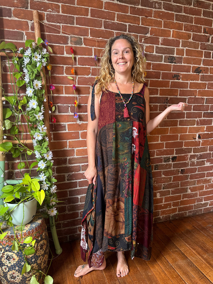 Afternoon Tea Earthy Patchwork Dress-Fair Trade Made-Final Sale