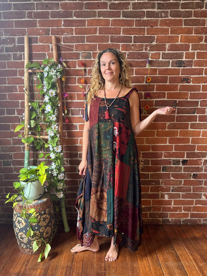 Afternoon Tea Earthy Patchwork Dress-Fair Trade Made-Final Sale