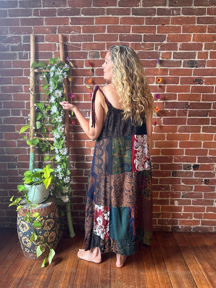 Afternoon Tea Earthy Patchwork Dress-Fair Trade Made-Final Sale