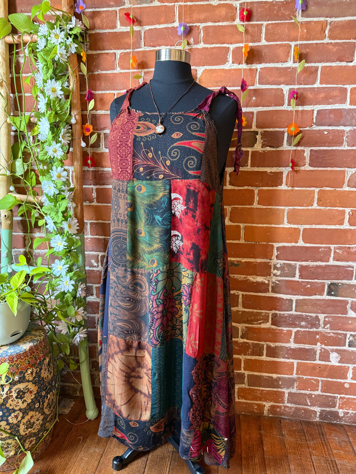 Afternoon Tea Earthy Patchwork Dress-Fair Trade Made-Final Sale