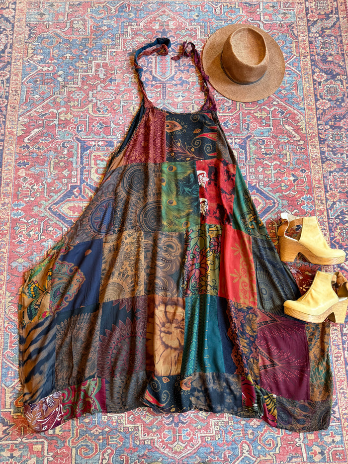 Afternoon Tea Earthy Patchwork Dress-Fair Trade Made-Final Sale
