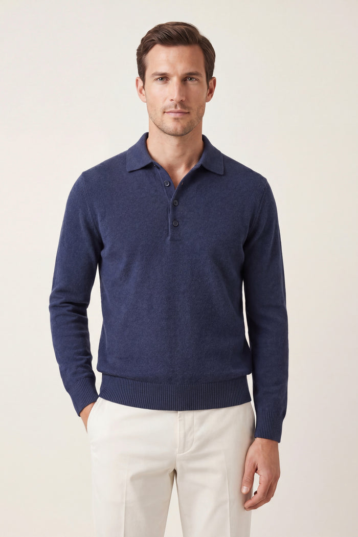 Alessandro Merino Polo Knit Blue