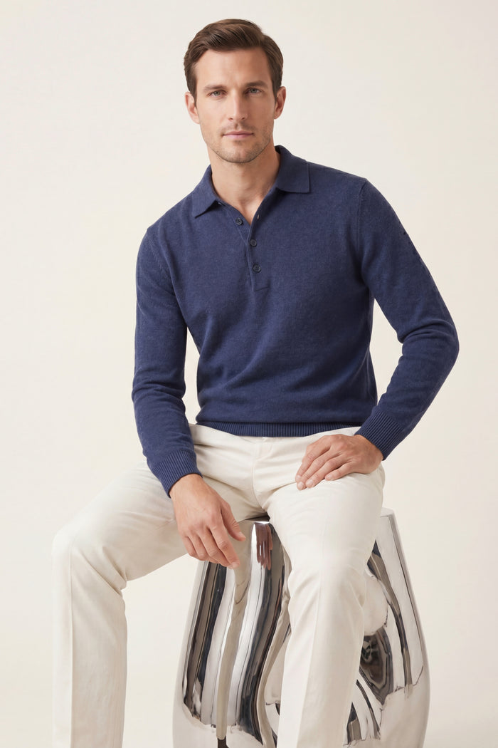 Alessandro Merino Polo Knit Blue