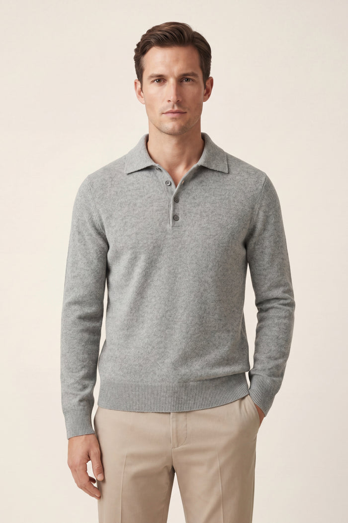 Alessandro Merino Polo Knit Grey