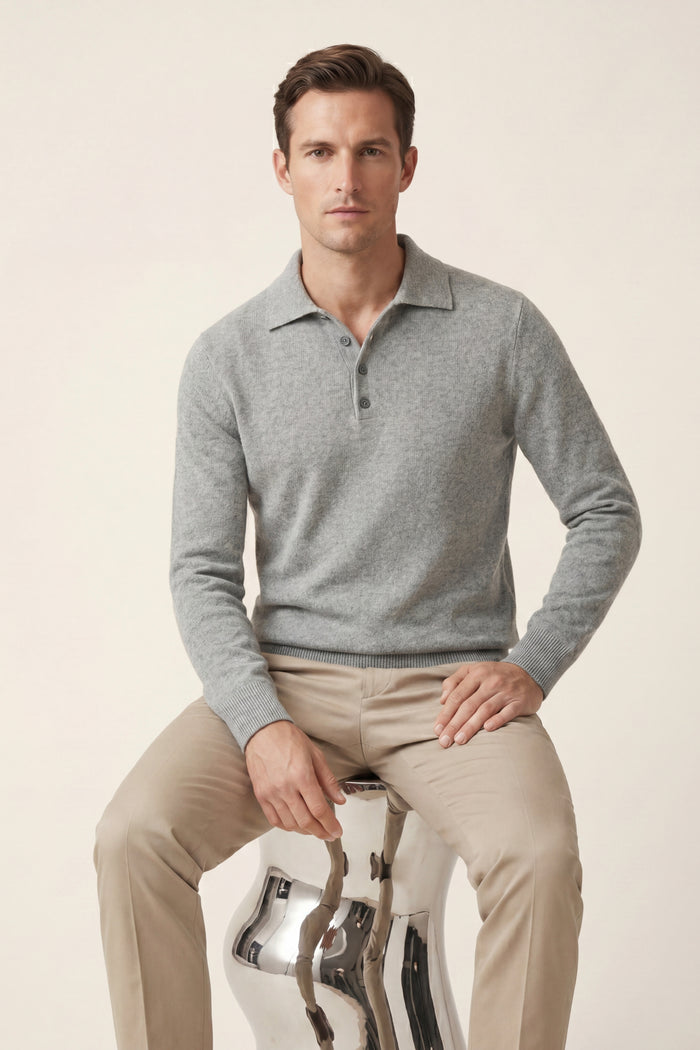 Alessandro Merino Polo Knit Grey