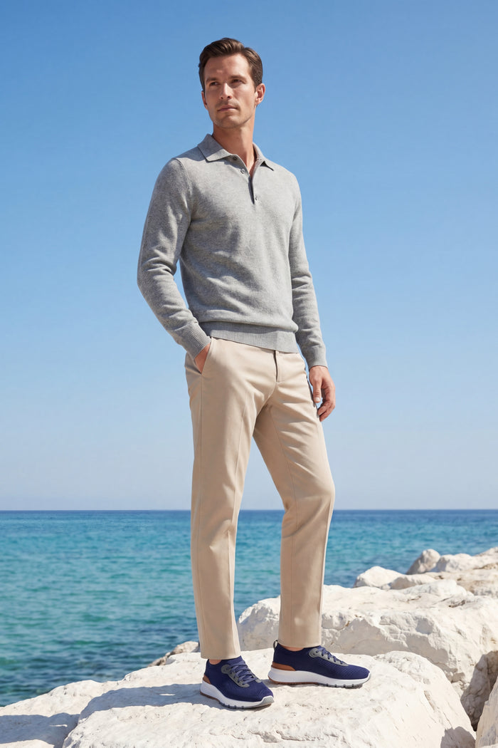 Alessandro Merino Polo Knit Grey
