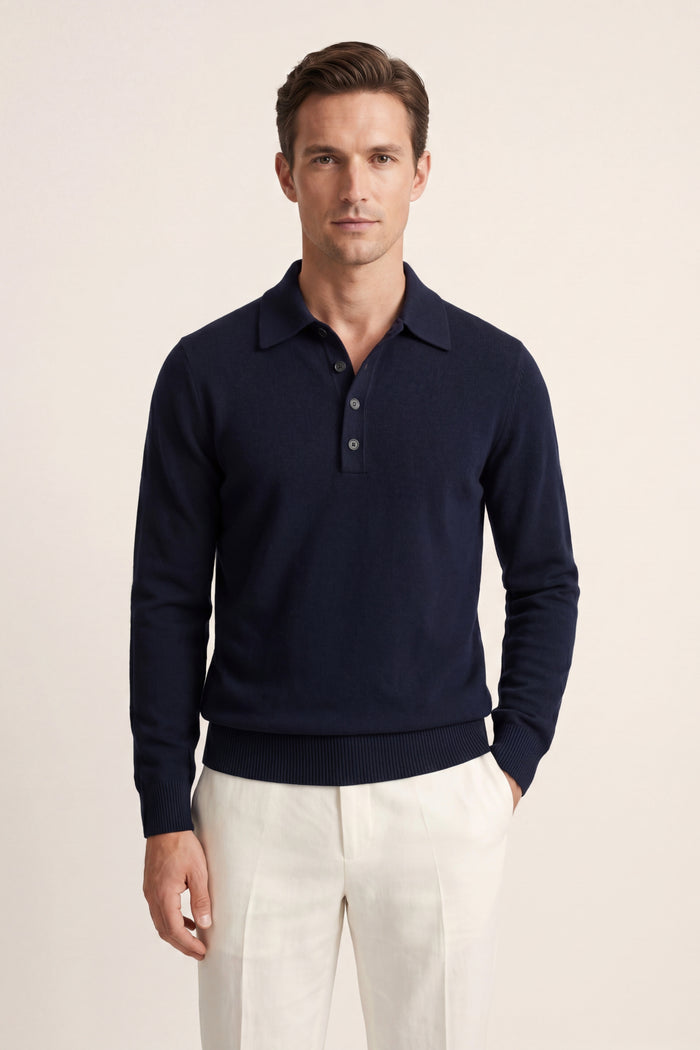 Alessandro Merino Polo Knit Navy