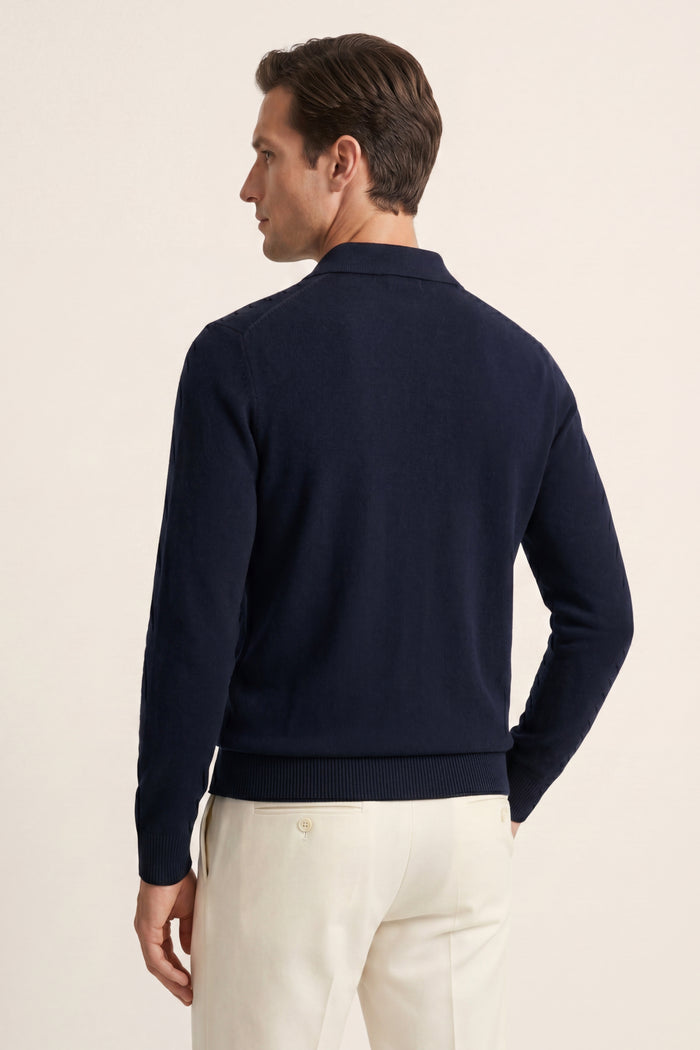 Alessandro Merino Polo Knit Navy