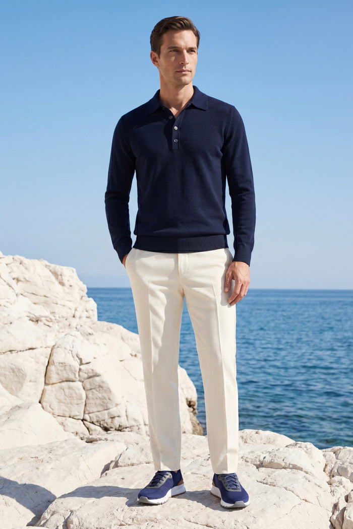 Alessandro Merino Polo Knit Navy