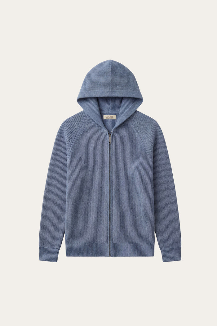 Amalfi Merino Hooded Sweater Light Blue