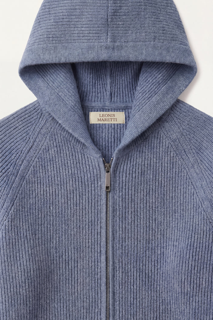 Amalfi Merino Hooded Sweater Light Blue