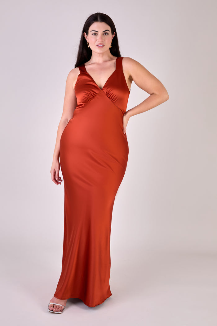 burnt orange bridesmaid dress plus size