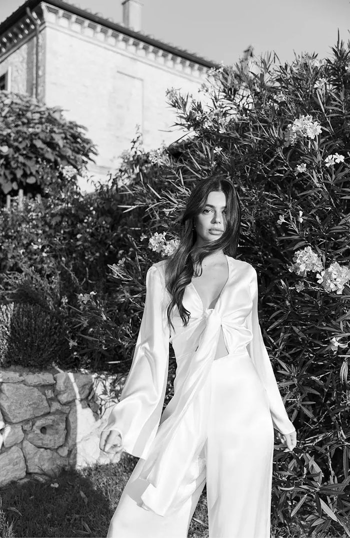 Annie Bridal Tie Front Jumpsuit Rewritten London