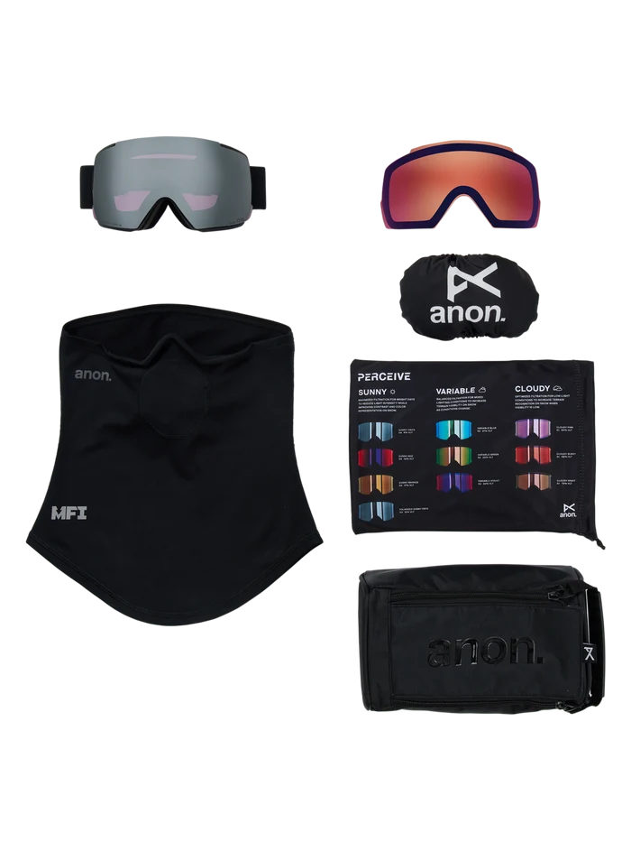 Product image of Anon M5 Goggles + Bonus Lens + MFI® Face Mask[Variant:Frame: Smoke, Lens: Perceive Sunny Onyx (6% / S4), Spare Lens: Perceive Variable Violet (34% / S2)]