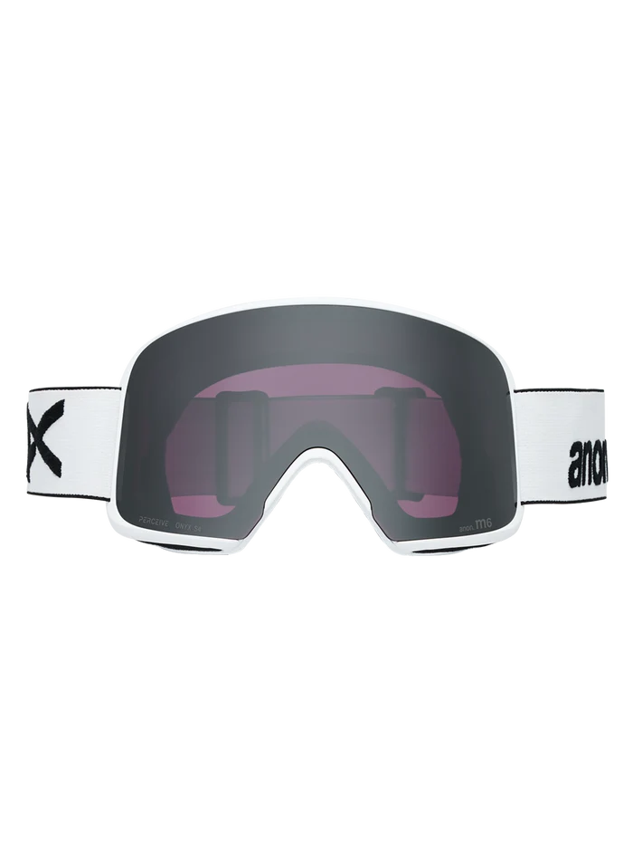 Product image of Anon M6 Goggles[Variant:Frame: White, Lens: Perceive Sunny Onyx (6% / S4), Spare Lens: Perceive Variable Violet (34% / S2)]