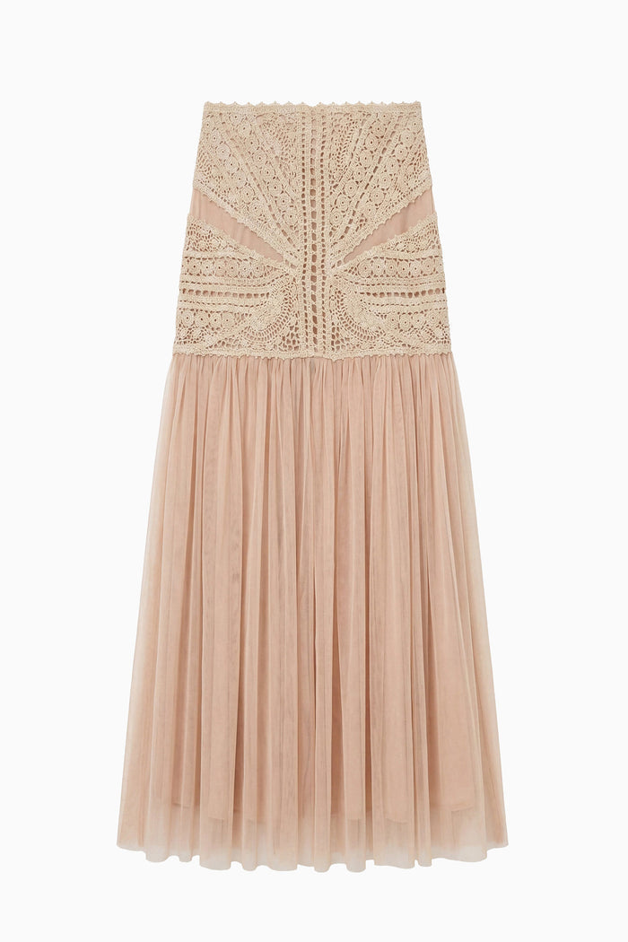 Araminta Crochet & Tulle Skirt - Sandstone