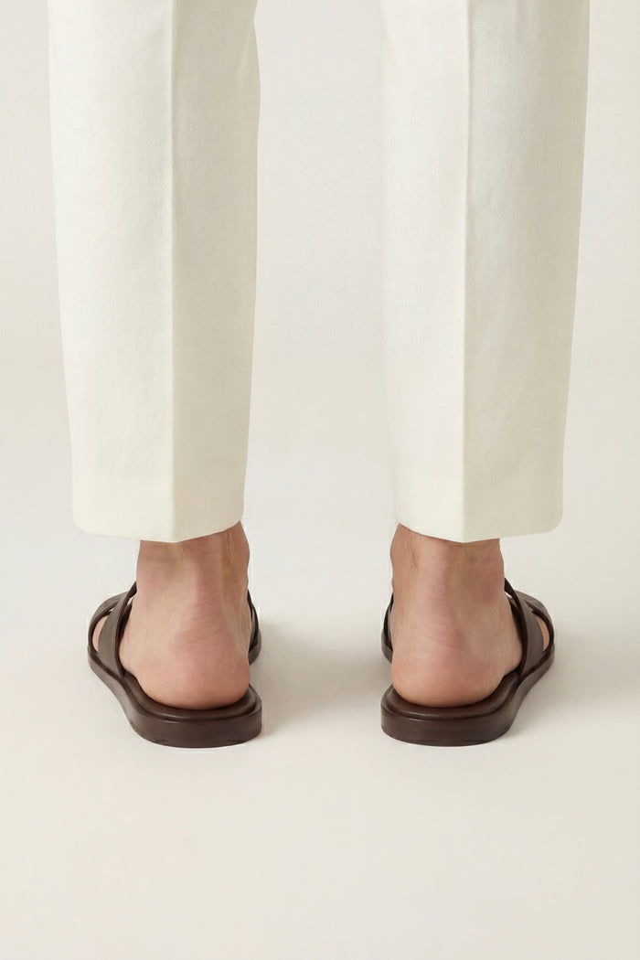 Arezzo Leather Sandal Dark Brown