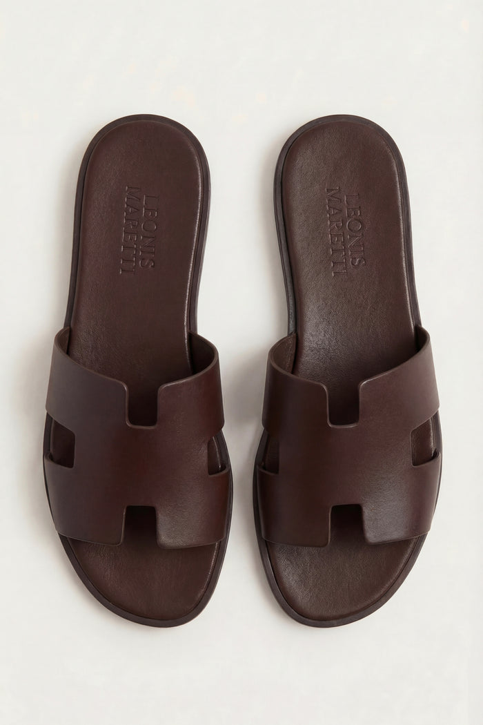 Arezzo Leather Sandal Dark Brown