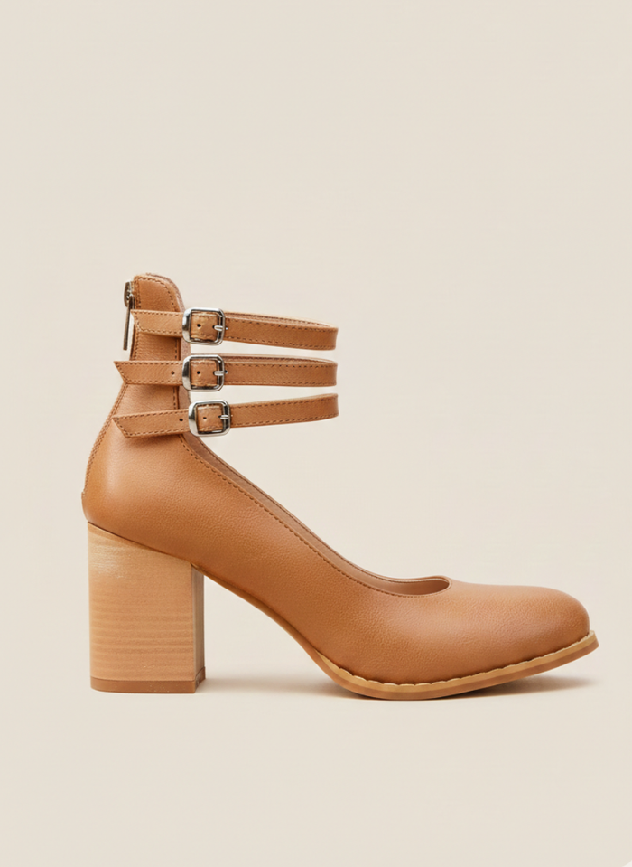 Ariana |  Triple Buckle Heels