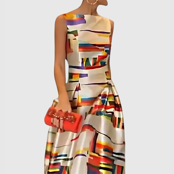 Ashlynn - Chic O-Neck Pleated Sleeveless Evening Dress
