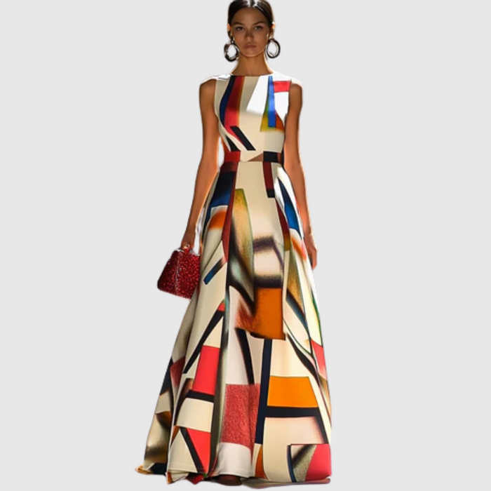 Ashlynn - Chic O-Neck Pleated Sleeveless Evening Dress