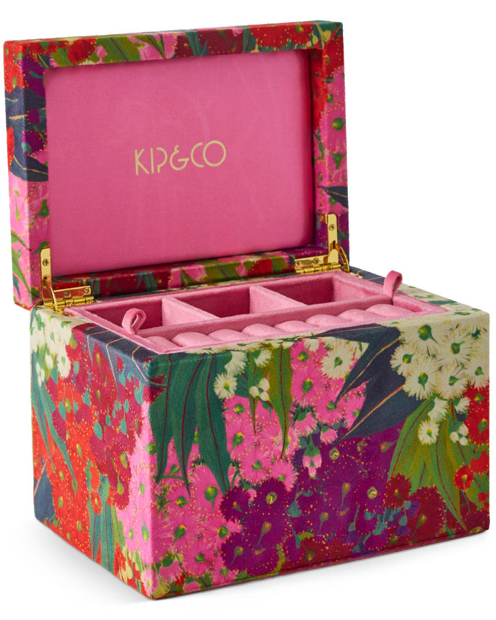 Australian Bush Blossom Velvet Jewellery Box Large
