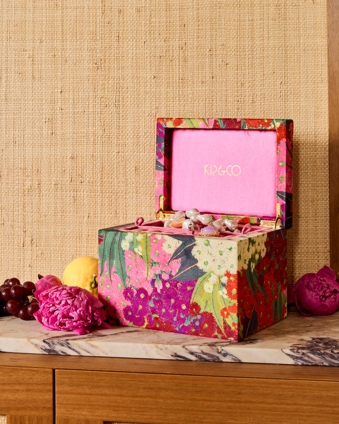 Australian Bush Blossom Velvet Jewellery Box Large