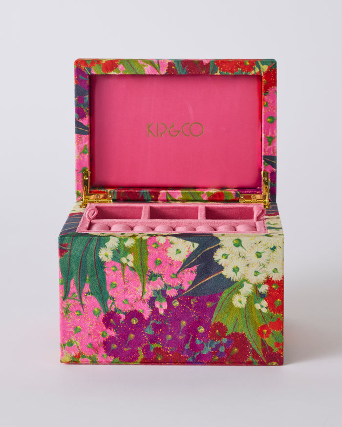 Australian Bush Blossom Velvet Jewellery Box Large