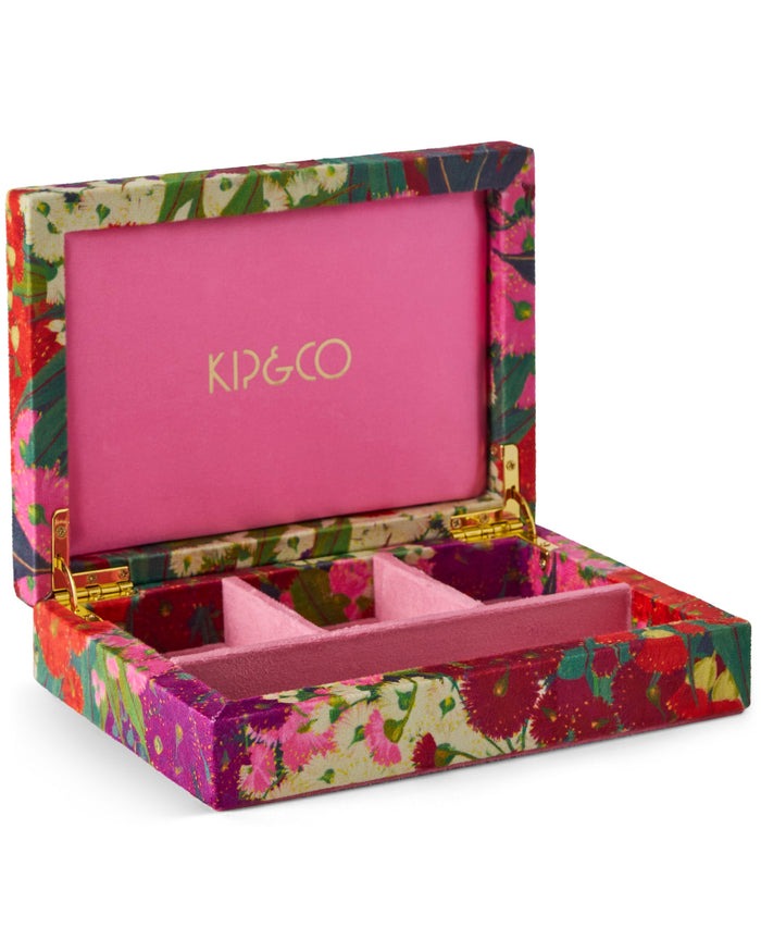 Australian Bush Blossom Velvet Jewellery Box Small