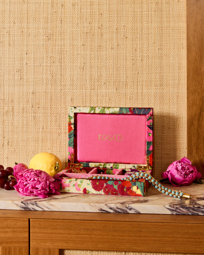 Australian Bush Blossom Velvet Jewellery Box Small