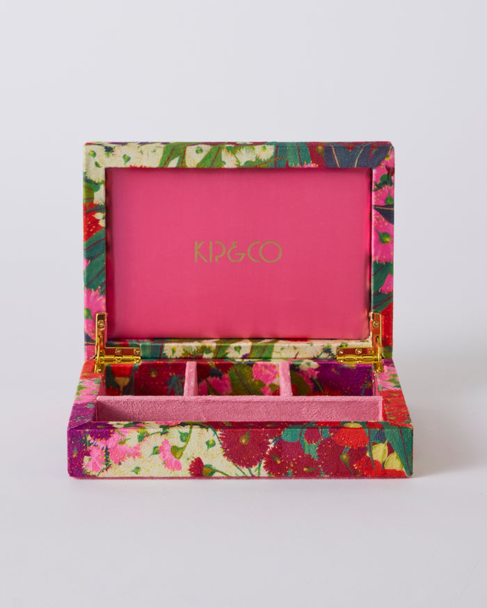 Australian Bush Blossom Velvet Jewellery Box Small