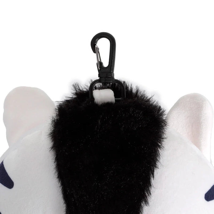 Eclectic Relaxeazzz Bali the Zebra plush travel pillow featuring a black faux fur mane and a convenient travel clip.