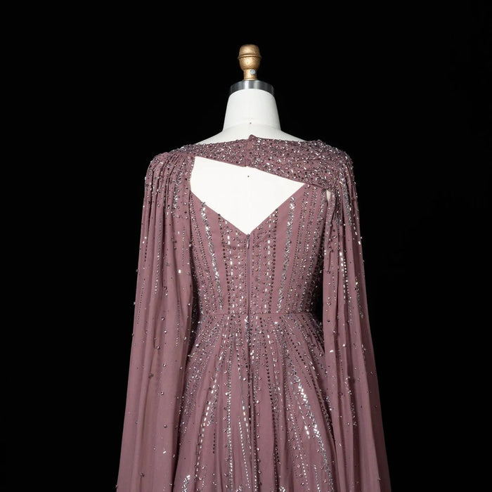 Beaded Cape Sleeve A-Line Prom Evening Dress SS052