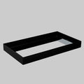 Eclectic black acrylic rectangular display tray with a polished mirrored base for elegant home decor styling.