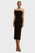 Black Classy midi dress with open neckline