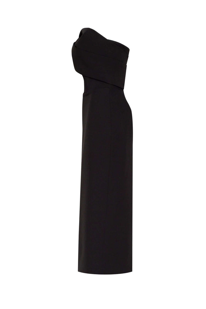 Black Classy midi dress with open neckline - Milla