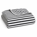 Eclectic Aden + Anais black and white striped muslin cotton swaddle blanket folded on a white background.